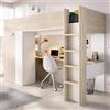 Dmora - Composizione camera da letto Focoletta, Stanza da letto completa, Cameretta per bambini, Set per arredo a ponte, 206x111 h178 cm, Bianco e Rovere