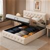 Quiaviank Letto Contenitore Matrimoniale 140x200cm con Funzione Idraulica | Letto Imbottito con Testiera Regolabile in Altezza,Base a Doghe,Struttura Letto,Tessuto di Velluto Beige,Senza materasso