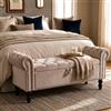 Clevich Cassapanca, Velluto Pouf Contenitore 133cm, con asta a gas Booster, estremità letto con coperchio, Ottomano con gambe in legno, per corridoio, sala da pranzo, camera da letto (Marrone)
