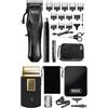 Wahl Rapid Clip Tagliacapelli con Trimmer per Orecchie e Naso + Travel Shaver Gold Edition - Tagliacapelli Cordless Ricaricabile USB con Batteria agli Ioni di Litio e Rasoio da Viaggio per Capelli