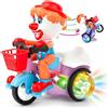 Generico Moto Giocattolo per Bambini con Luci Suoni Movimento Melodie Impenna Gira a 360° Fa Acrobazie Pedala Si Muove Impennate Triciclo con Clown Stuntman Bicicletta Moto Infanzia Interattiva Gioca e Impara