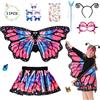 Aragallant Costume Farfalla Bambina, Mantello Ali Farfalla con Gonna Maschera Cerchietto Tatuaggi, Carnevale Costume Bambina, Costume Fata per Festa Cosplay (B, 11PCS)