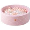 Dodozen Piscina di Palline in Velluto 90x30cm con 200 Palline per Bambini - Area Gioco Morbida, Rivestimento Lavabile - Conchiglia Rosa