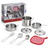 Generico Pentoline Giocattolo In Metallo 8 Pezzi Set Cucina Bambini In Acciaio Inox Con Pentola Padella Tegame 2 Coperchi Presina Mestolo E Mestolo Spaghetti Accessori Cucina Bambina Bambino Tegami Acciaio (a)
