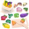 AIUNBEST Accessori da cucina per giochi in legno, frutta e verdura da tagliare, giocattolo in legno da cucina con valigetta portaoggetti, giocattolo in legno a partire dai 2 anni, regalo per ragazze e ragazzi