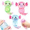 Eryndis Adorabile Giocattolo Axolotl Rilassante, 3 Pezzi Axolotl Squishy, Glitter Axolotl Giocattoli Adorabili, Regalo Divertente per Feste e Compleanni di Bambini e Bambine(verde, blu, rosa)