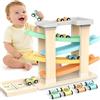 Toyzey Giochi Bambini 1 Anno, Macchinine per Bambini Pista Macchinine con 4 Mini Auto Giochi Montessori 1 Anno Giochi Legno 1 2 Anno Compleanno Regalo Bimbo 1 2 Anno Carro Giocattolo (colorato)
