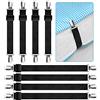 KEELYY Clip Lenzuola, 8 Pezzi(15cm-100cm) Bretelle Elasticizzate Regolabili, Cinghie Elastici con Clip in Metallo per Fissaggio Angoli Lenzuola, coprimaterassi, Letto o Divano - Nero