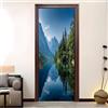 Generic Adesivi per Porte Junglee, Montagne, Laghi Carta da Parati per Porta 3D in PVC Impermeabile, Autoadesivo e Rimovibile Paesaggio Mondialele Adesivo di Porta per Decorazione Domestica 80x210 cm