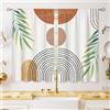 oolygoo Piccole tende da cucina stile boho Mid Century, moderne, astratte, con tasca per asta, per bagno, sala da pranzo, lavanderia, ripiani bohémien, 66 x