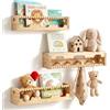Eirolace Librerie per Bambini da Parete in Legno Massello, 40cm Set 3 Mensole per Cameretta Bambino, Scaffale Libri per Bambini, Librerie da Parete, ideale per libri e giocattoli, decorazione per camerette