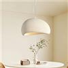 HYKISS Lampada Pendente Wabi Sabi Crema Semisfera Irregolare Paralume Polistirolo Alta Densità Cavo Regolabile Base E27 Per Tavolo Pranzo Isola Cucina(20 centimetri)