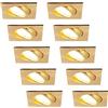 HCFEI - Faretto LED da incasso ultra piatto | 425 lumen | 230V 5W | Dimmerabile | Corpo angolare | Orientabile | Colore oro (set da 10 - bianco caldo)