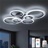 YUNLONG Lampadario Soggiorno Smart a 6 Anelli, Plafoniera Soffitto LED Compatibile con Alexa e Google Home, Luce a Soffitto Dimmerabile App/Tuya (40W, 4000LM), Funzione Memoria e Timer, Nero