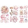 Peacoblue Sticker Trasferibile per Mobili Artigianali Decorativi 6X12 Serie Rosa, 3Pezzi Trasferimento DTF Impermeabile UV per Armadietto Da Bambini Lingerie Cassetti Cassettiera Vetro Porcellana
