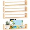 HEKOBAG 4 Pz Mensole da Parete in Legno,Mensole Cameretta Bambino,Mensola per Libri da Asilo,Scaffale da Parete Bambini,Libreria Bambini Muro per Cucina, Bagno, Soggiorno, Camera da Letto