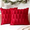 Artscope 2 Pezzi Natalizio Federe in Lana Corta Velluto Copricuscini Morbido Decorativo Fodere per Cuscino Lusso Stile per Divano Camera da Letto Natale Albero Rosso 30x30 cm
