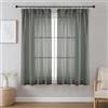 Joydeco Tende Effetto Lino per Interni con Fettuccia 2 Pezzi L 140 X A 160 CM Tende Semitrasparenti per Camera da Letto e Soggiorno Finestra Moderne, Grigio