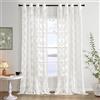 MIULEE Tende per Interni di Pizzo Bianco, Tende soggiorno moderne 2 pezzi 150x260 CM, Voile Tenda Finestra Interno Salotto, Tenda Trasparente con Ricami a Foglie,Fantasia Camera da Letto Occhielli