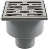 Talea QF071C001-U - Scarico quadrato a pavimento per doccia, 10 x 10 cm, corpo in plastica, scolapiatti per bagno, anti-odore, griglia di drenaggio a pavimento