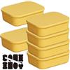 CNKHDZ Set da 6 contenitori con coperchio, contenitori impilabili con coperchio, contenitori in plastica per scaffali, cucina e bagno (Giallo, 25.5 * 18 * 7.7cm)