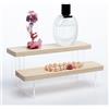 NBEADS 2 livello Alzate Espositore Acrilico, 8.8x20x11cm Alzate Piccoli Stand Alimenti Da Tavolo Bianco Antico Display In Acrilico Organizer Profumi per Cosmetici Collezione di Figure