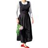 CBBEONRN Grembiule in Cotone Tinta Unita con Tasche Grembiuli con Bavaglino Casual Gonna Rotonda Abito per Cucina Giardinaggio Caffetteria Black,One Size