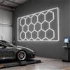 LZQ Lampada da soffitto a LED esagonale, a forma di nido d'ape, 14 esagoni, fai da te, illuminazione a nido d'ape per garage, officina, ufficio, magazzino, palestra, plafoniera in PVC, con rettangolo