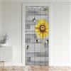 Loussiesd Tenda per porta di girasole per porta botanica girasole divisorio tenda copertura 86 x 203 cm fiori gialli modello 30% -50% camera oscuramento isolato tenda termica fiore venatura legno finestra Trat