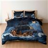 Generico Set Biancheria da letto per Bambini, (Cartone Animato Pirata Nave) Set Completo Copripiumino Singolo 135 x 200 cm e Federa per Ragazzi Ragazze Bambino, Blu Notte Marino