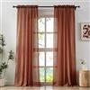 Anpark Tende trasparenti in terracotta, lunghe 183 cm, per camera da letto, eleganti tende in cotone e lino strutturato per filtrare la luce, tende velate in voile naturale, con tasca per bastone, per