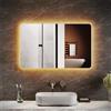 SUNXURY Specchio da bagno con illuminazione, 50 x 70 cm, con illuminazione, specchio da parete a LED, per bagno, antiappannamento, Touch 3 temperature di colore regolabili
