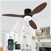 GWYAJTU Grande 100cm Lampadario Con Ventilatore Da Soffitto E Telecomando Ventola Soffitto Con Luce DC Reversibile Silenzioso LED Tre Colori Plafoniera Con Ventilatore Da Soffitto Per Salotto-D||42in