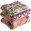 Bailix Copriletto boho di alta qualità, 100% cotone, double face, 200 x 230 cm, morbida coperta per divano e copriletto, coperta patchwork, coperta per soggiorno, rosa/arancione