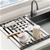TWSOUL Scolapiatti per lavello, Scolapiatti da cucina in acciaio inox pieghevole, Scolapiatti arrotolabile, tappetino antiscivolo pieghevole per lavelli (45 x 32,5 cm)