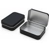 Forever bene Scatola di Latta Rettangolare 11,5×8,5×2,2 cm - Mini Contenitore in Metallo con Coperchio a Cerniera, Scatolina Multiuso (2, Nero)