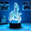 OraTrade Lampada Notturna 3D Motocross, Luce Moto Illusione Ottica LED 7 Colori Tattile, Regalo Compleanno Natale per Bambini Ragazzi Motociclisti, Arredamento Camera da Letto Soggiorno