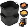 Xyvor 2 Pezzi Teglie Silicone Per Friggitrice Ad Aria, Silicone Air Fryer Liners | Contenitori Friggitrice Ad Aria Accessori, Riutilizzabile, per Philips HD9200, HD9252, HD9255, 4.1L