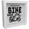 speecheese Salvadanaio in legno nero a tema di acquisto di moto e motociclismo, bel regalo per volpi salvadanai i sogni di un motociclista