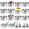 Druuzyl 12 Pezzi Coppapasta 8cm Coppapasta Tondi in Acciaio Inossidabile con Coperchio e Base, Anello di Cottura Rotondo, Anelli Dessert Anelli per Torte per DIY Mousse Torte Dessert