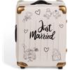 MIJOMA Salvadanaio per matrimonio per risparmiare sul matrimonio: Salvadanaio originale con lucchetto, Just Married in ceramica - Perfetto per coppie sposate e risparmiatori (trolley da matrimonio)