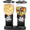 LUPATDY Set di 2 Pezzi Dispenser Cereali 2L, Contenitore da Cucina con Coperchio, Triplo Contenitore per Cereali, Chicchi di Caffè, Alimenti Secchi, Caramelle, Riso - Nero