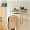 [en.casa] Barra Appendiabiti da Muro con Piano di Appoggio 80x30x20cm