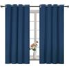 YSTELLAA Tende 100% Oscuranti Per Interni 2 Pezzi, 140×145cm, Effetto Lino, Tende Termiche, Con Anelli, Tenda Termica Isolante Freddo E Caldo, Fonoassorbenti, Moderne, Blu