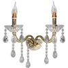 vetrine in rete Vetrineinrete® Applique candelabro lampada da parete con gocce pendenti di cristallo in acrilico 2 bracci attacco E14 oro e argento stile retrò E35-O illuminazione lampadario casa (Oro) G66