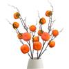 Magicherry 2 mazzi di rami di cachi artificiali da 50 cm, realistici in plastica con stelo frutta finta modello per casa cucina tavolo centrotavola vaso decorazione, arancione
