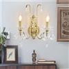 Ganeed Applique in cristallo antiche retro vintage stile francese rustico lampade da muro per corridoio portico ingresso 2 Luci E14 Oro Champagne (1 pacco)