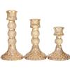 Olrla Set di 3 Portacandele in Vetro Ambra - Decorazioni in Diverse Altezze per Candele e Lumini, Decorazione da Tavolo a Gradini