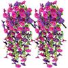 Genérico Fiori artificiali pendenti da 75 cm - 2 piante finte da appendere in 8 colori, composizioni floreali resistenti con petunie realistiche per balcone, terrazza, giardino e decorazione della