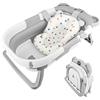 talifoca Vaschetta Bagnetto Neonato Pieghevole,Vasca da Bagno per Bambini Portatile con Termometro,Viaggio Portatile con Tappetino Antiscivolo e Foro di Scarico Adatta per Neonati da 0 a 36 Mesi